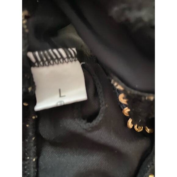 Egyptian Style 2 PCHi Waist Bikini Swim Size Large Black Gold Sequin Trim New - Picture 3 of 16